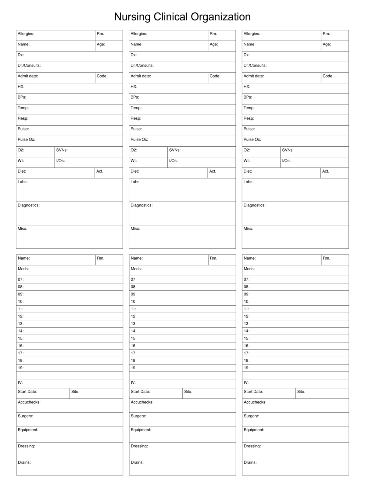 1 Best Med Surg Organization Sheet Printable - printablee.com In Med Surg Report Sheet Templates