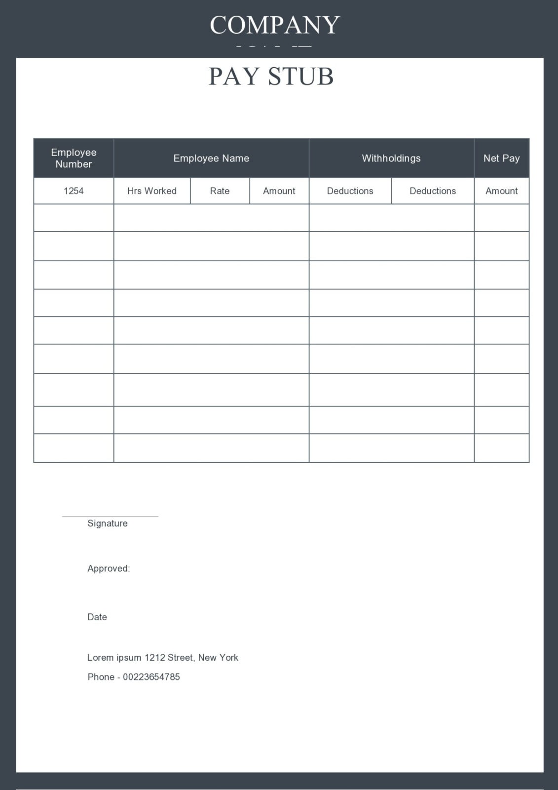 1 Free Pay Stub Templates [Excel, Word] - PrintableTemplates Intended For Free Pay Stub Template Word With Regard To Free Pay Stub Template Word