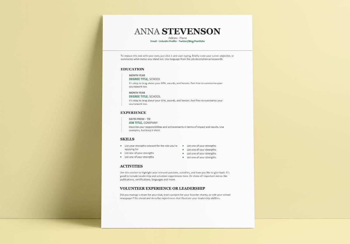 1+ Student Resume & CV Templates to Download Now Regarding College Student Resume Template Microsoft Word