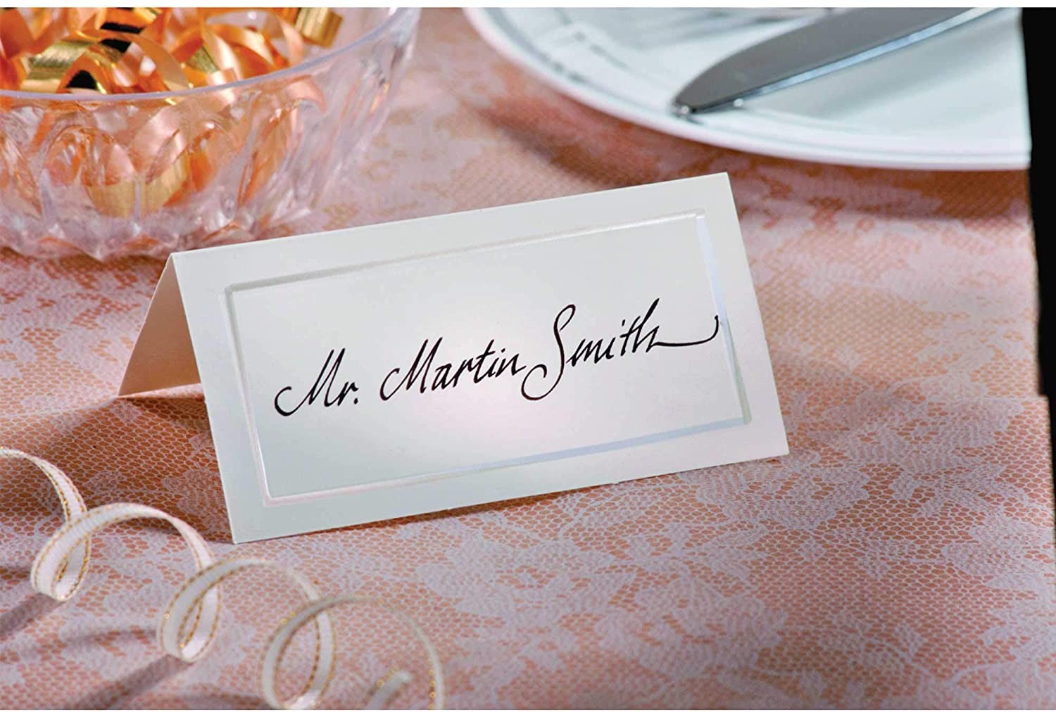 amscan Party Decorations, Pearlized Place Cards, Party Supplies, White, 1"  x 1", 1ct, Ivory (310237) In Amscan Templates Place Cards Throughout Amscan Templates Place Cards