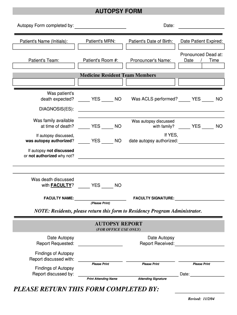 Autopsy Report Template - Fill Online, Printable, Fillable, Blank  In Blank Autopsy Report Template