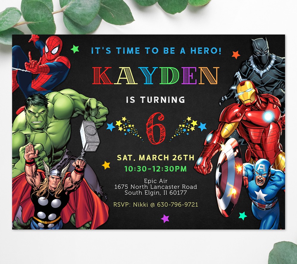 Avengers birthday invitation template - start customizing online now! With Regard To Avengers Birthday Card Template For Avengers Birthday Card Template