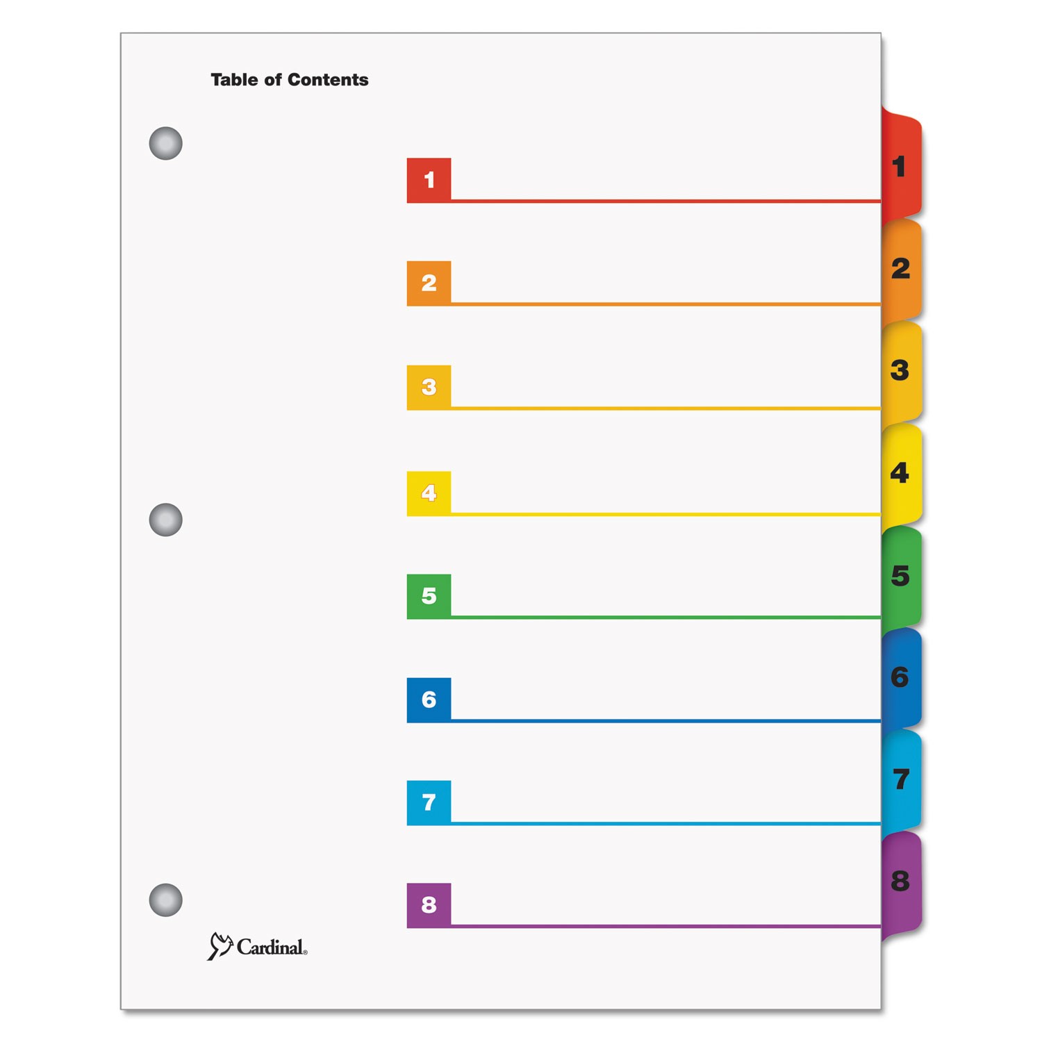 Cardinal OneStep Printable Table of Contents and Dividers, 1-Tab, 1 to 1,  1 x 1.1, White, 1 Set Throughout 8 Tab Divider Template Word