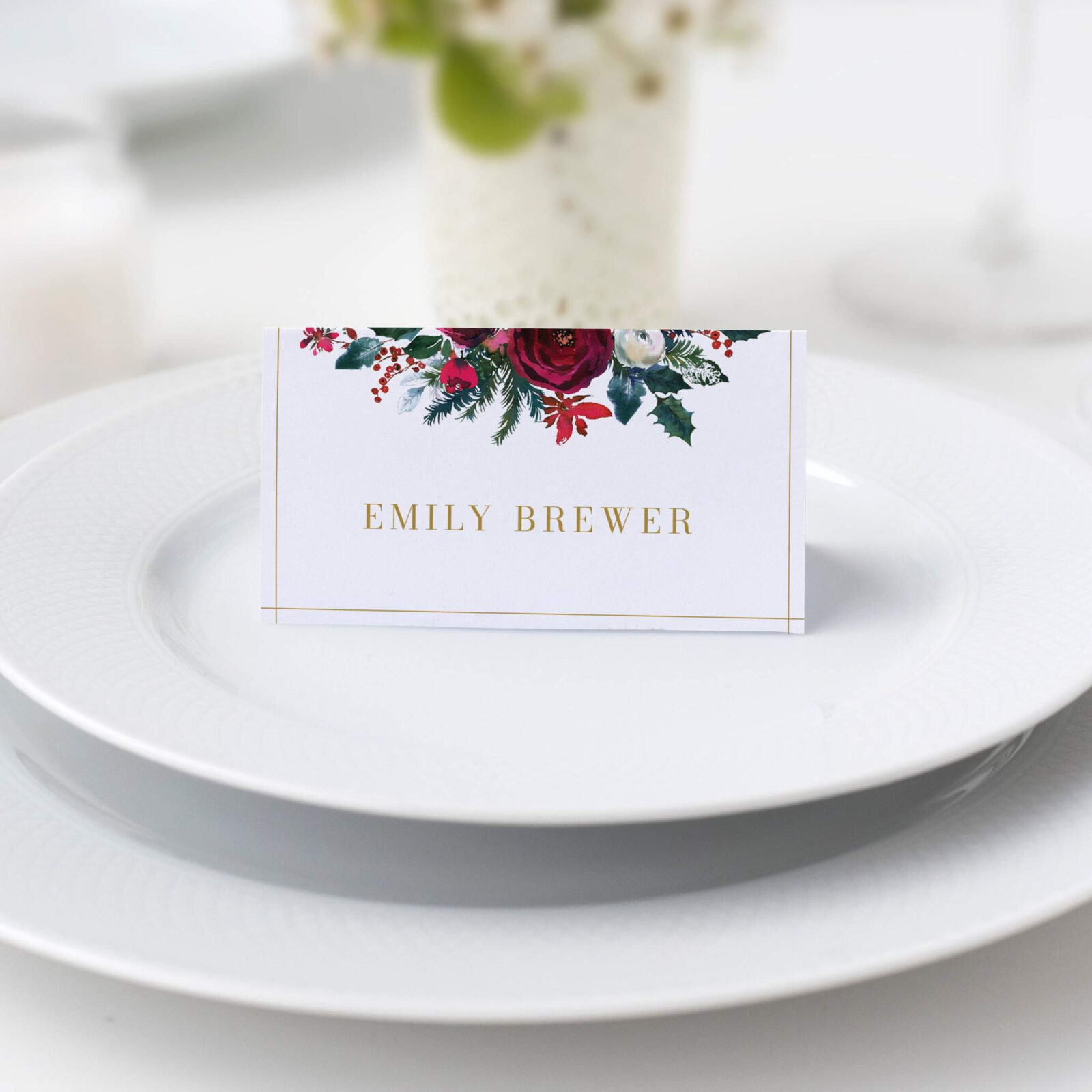 Christmas Place Card Template, Printable Winter Name Card, Editable INSTANT  DOWNLOAD - CG1 Throughout Christmas Table Place Cards Template