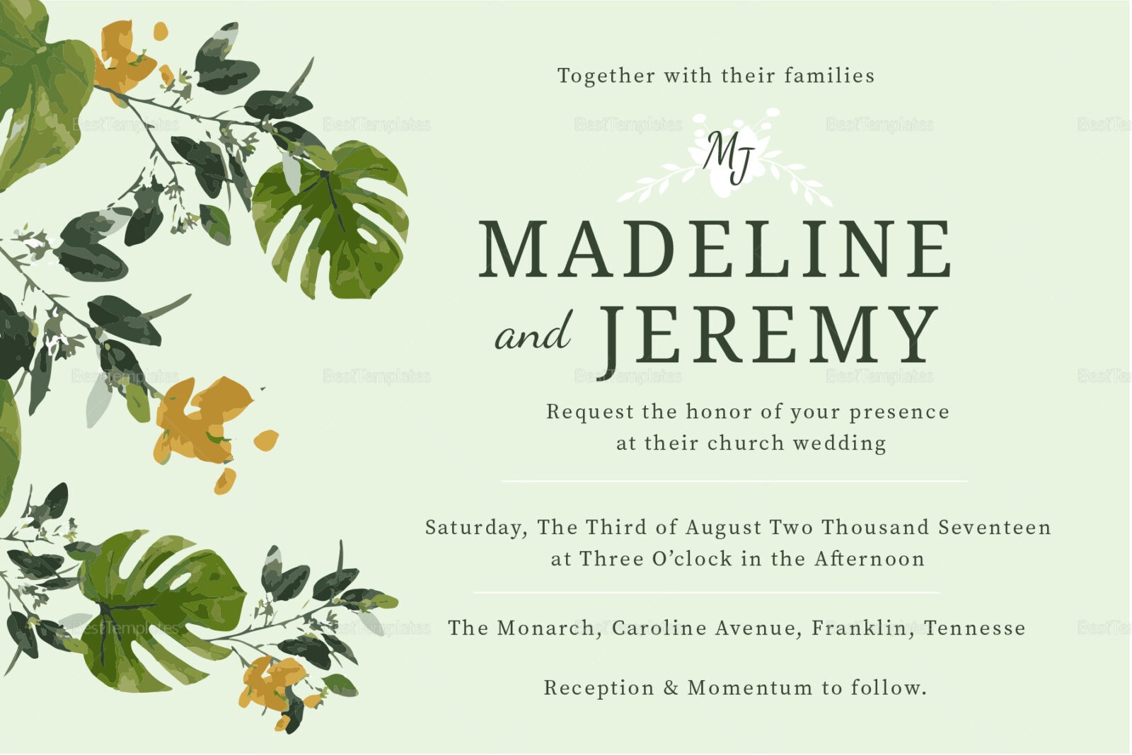 Church Wedding Invitation Design Template in PSD, Word, Publisher  With Regard To Church Wedding Invitation Card Template