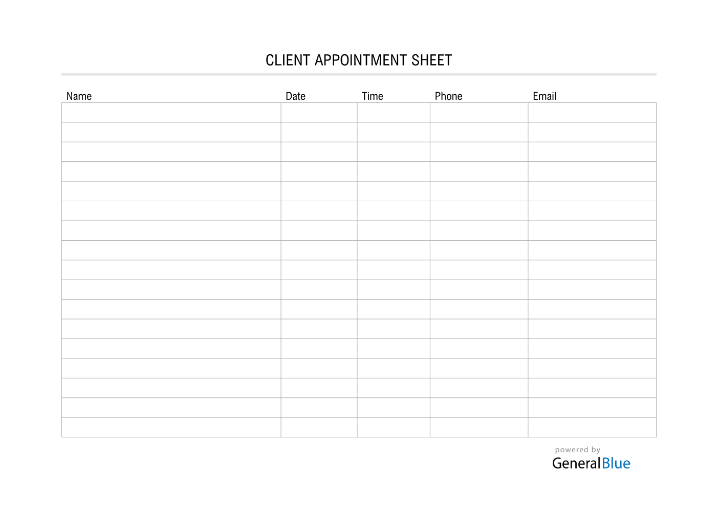 Client Appointment Sheet Template in PDF (Basic) Pertaining To Appointment Sheet Template Word Inside Appointment Sheet Template Word