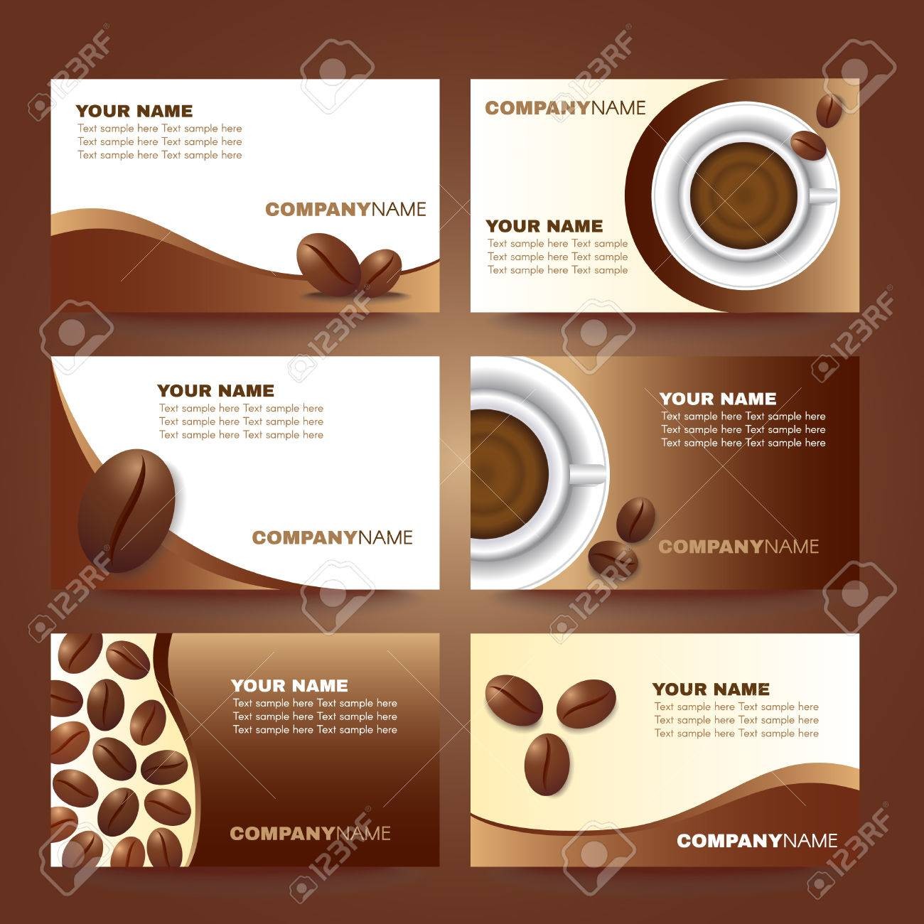 Coffee Business Card Template Vector Set Design Royalty Free  Inside Coffee Business Card Template Free For Coffee Business Card Template Free