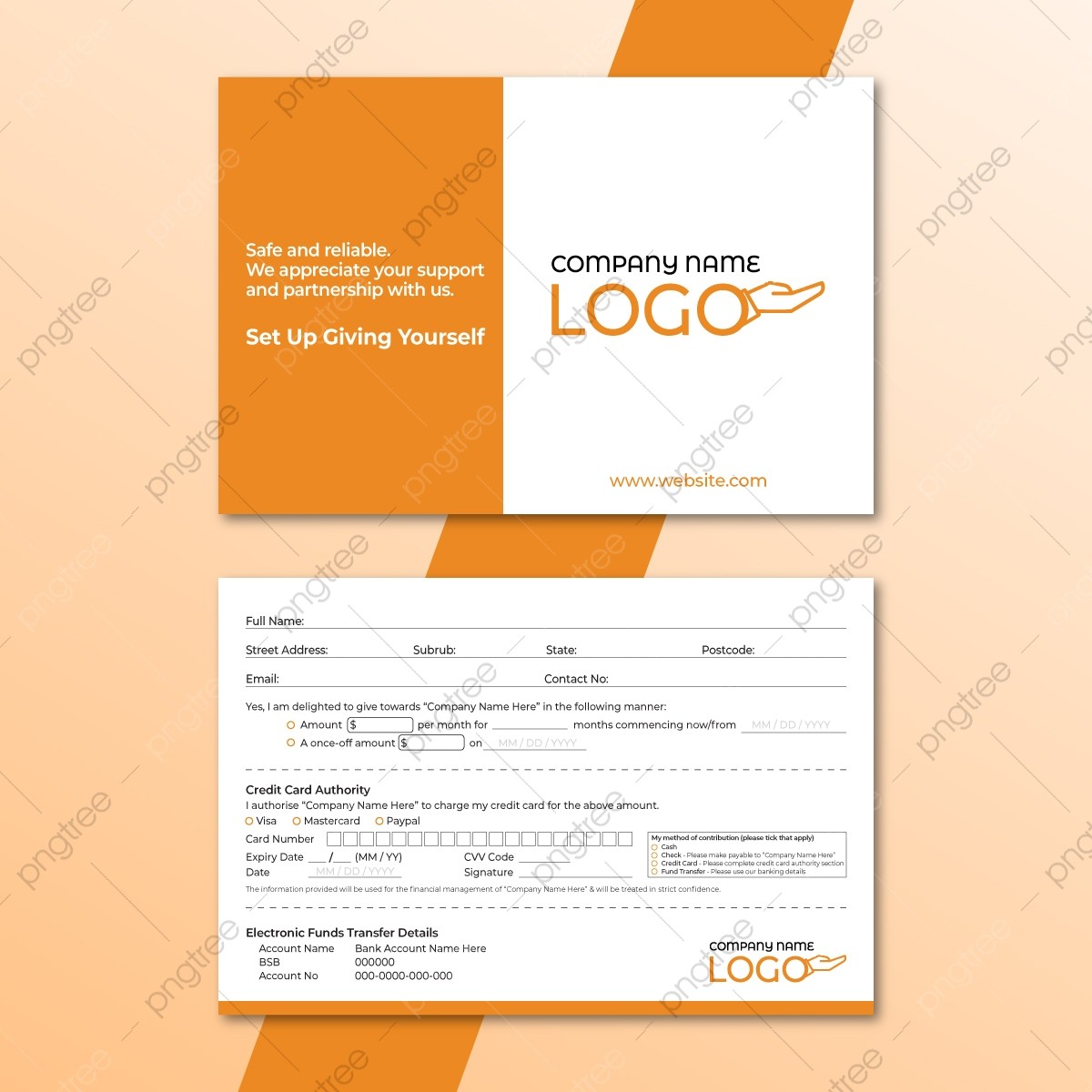 Corporate Donation Pledge Card For Fundraising Template Download  Regarding Donation Card Template Free Within Donation Card Template Free