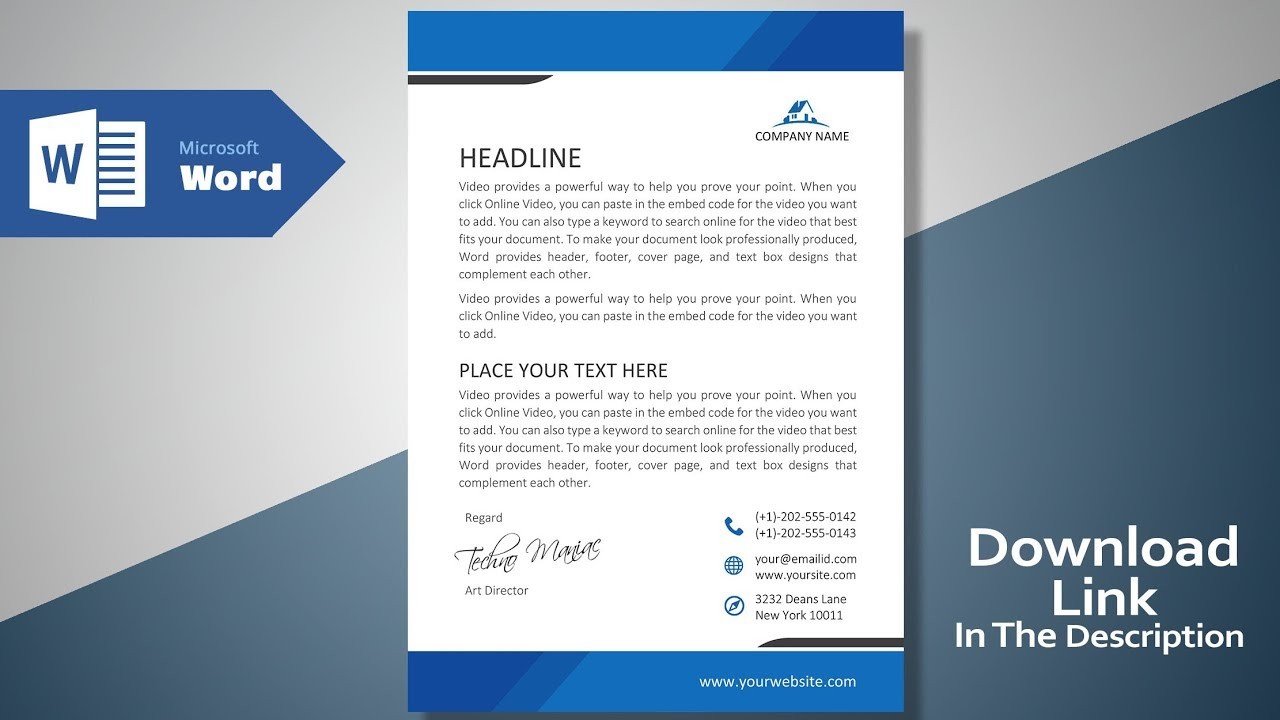 Create a Modern Professional Letterhead  Free Template  MS Word  Letterhead Tutorial Version 1 With Header Templates For Word