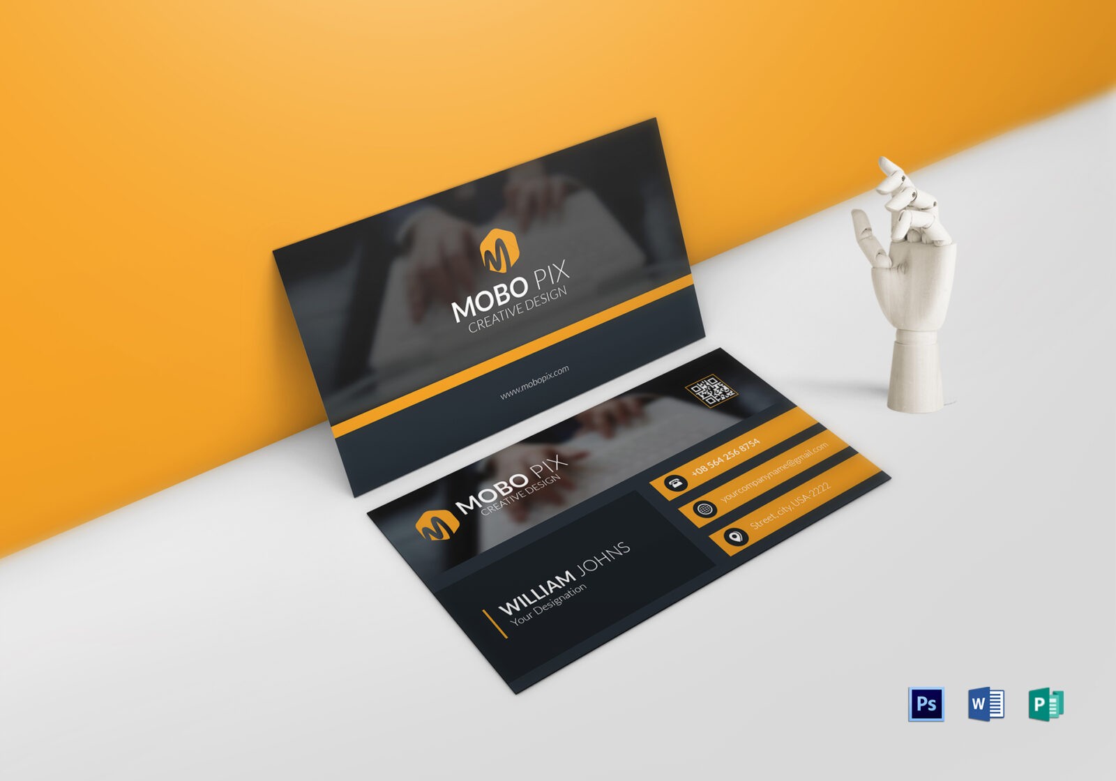 Double Sided Business Card Design Template in Word, PSD, Publisher Throughout 2 Sided Business Card Template Word
