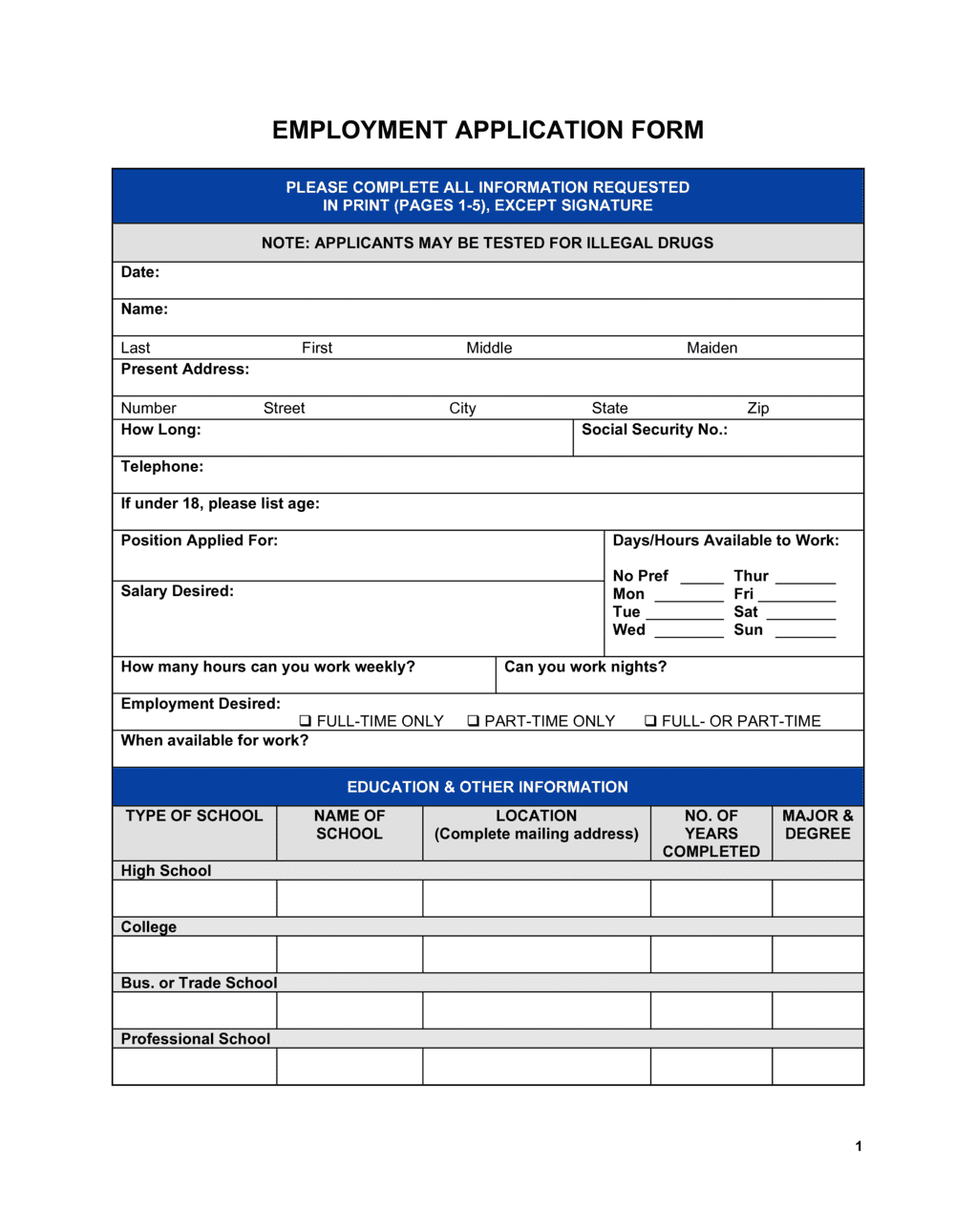 Employment Application Form Template  by Business-in-a-Box™ Within Employment Application Template Microsoft Word Within Employment Application Template Microsoft Word
