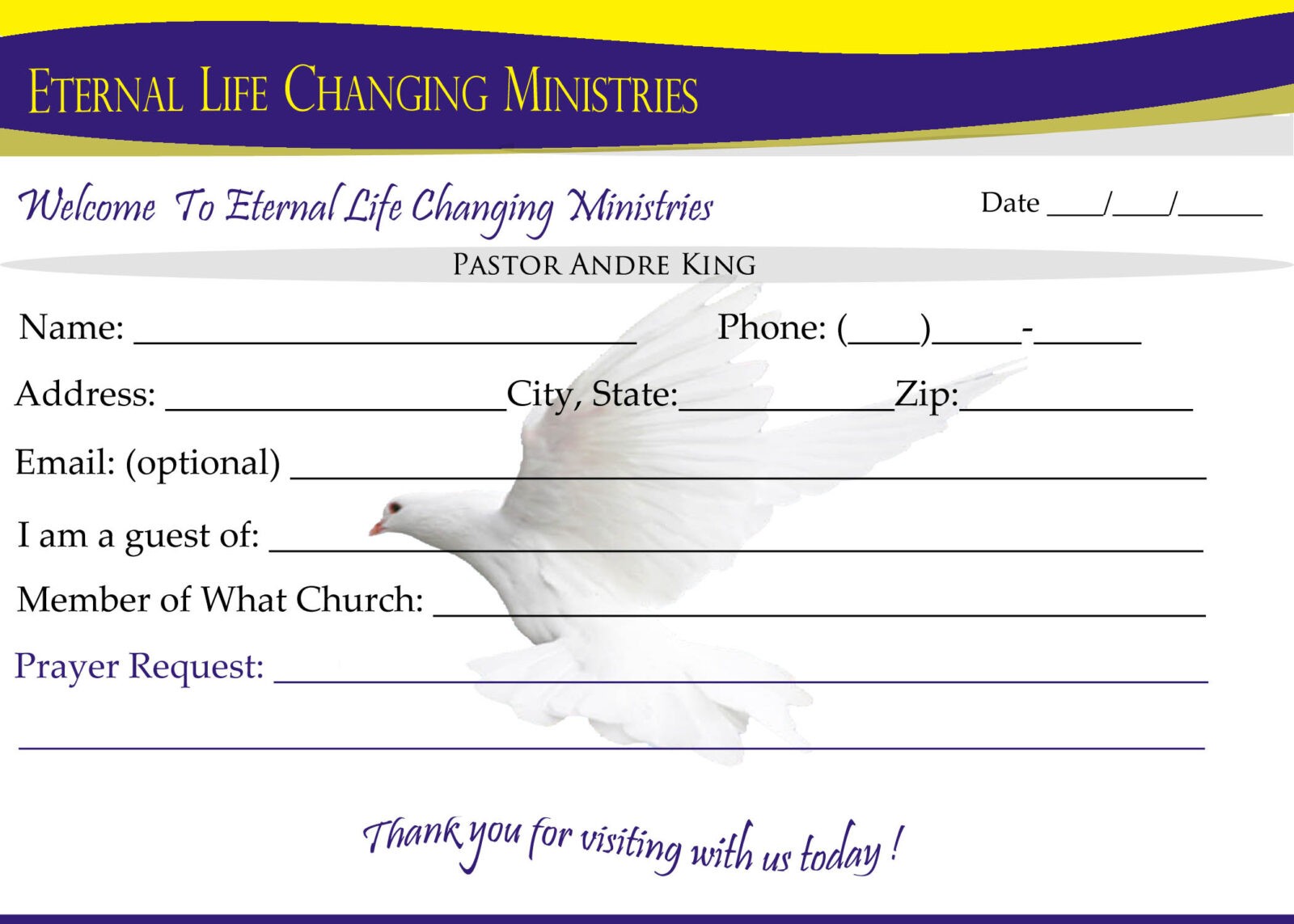 Eternal Life Visitor Card-B  Creative Kingdom Designs Inside Church Visitor Card Template Word