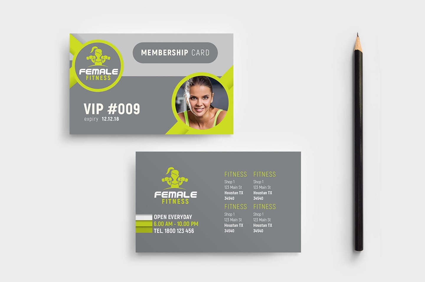 Female Fitness Membership Card Template in PSD, Ai & Vector  In Template For Membership Cards