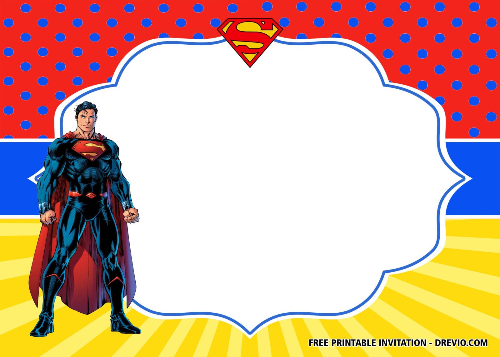 FREE Superhero Superman Birthday Invitation Templates  FREE  Intended For Superman Birthday Card Template