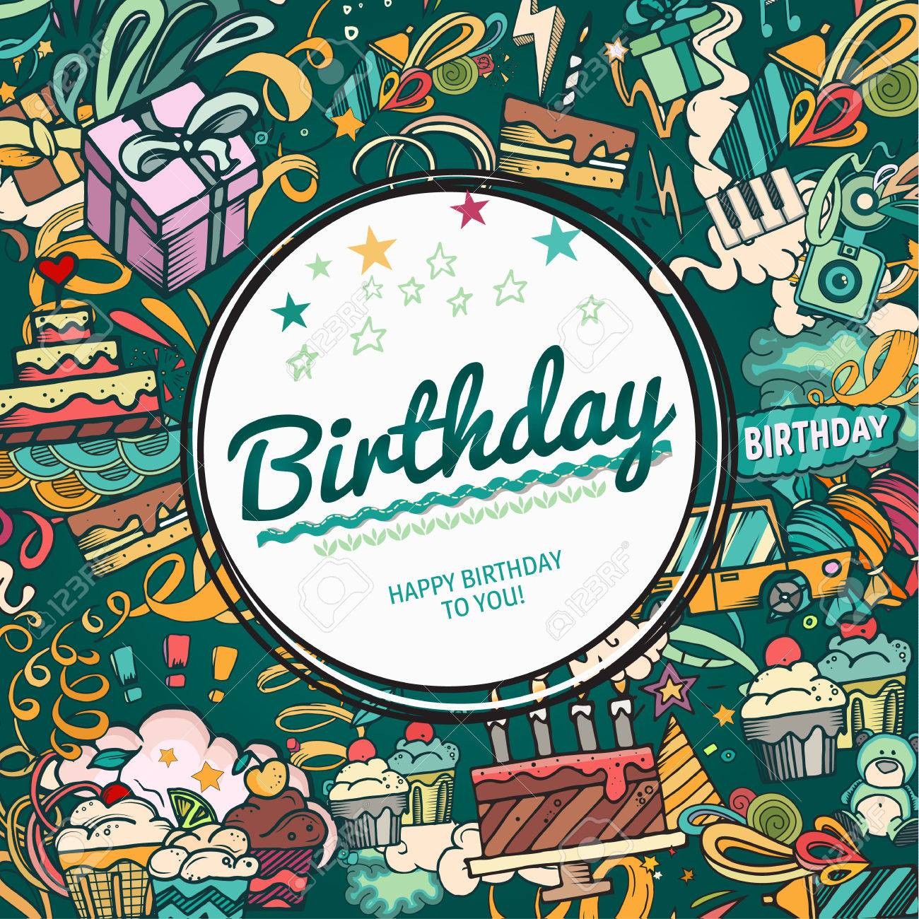 Geburtstag Hintergrund. Collage Foto-Rahmen-Karte Intended For Birthday Card Collage Template