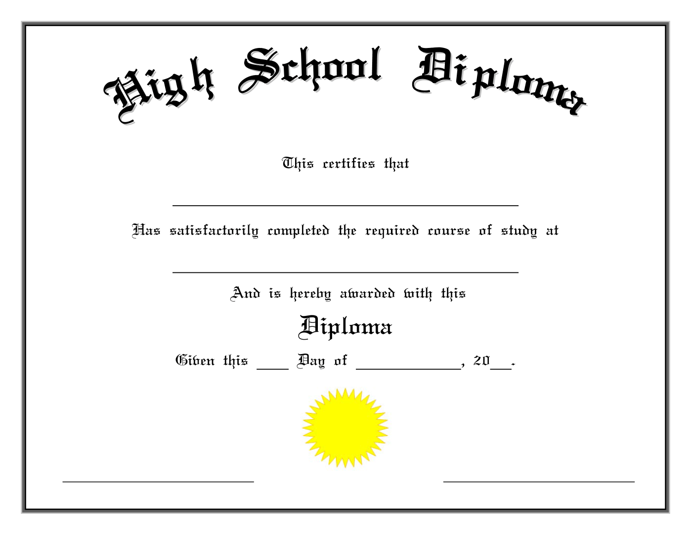 High School Diploma - Premium Schablone Pertaining To Ged Certificate Template Download