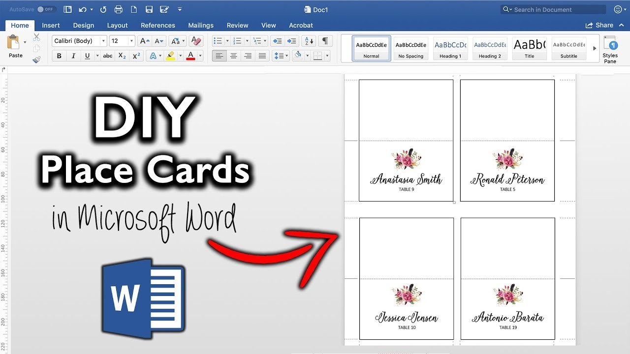 How to make place cards in Microsoft Word  DIY table cards with template For Microsoft Word Place Card Template