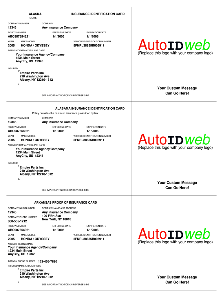 Insurance Card Template - Fill Online, Printable, Fillable, Blank  For Car Insurance Card Template Download Regarding Car Insurance Card Template Download