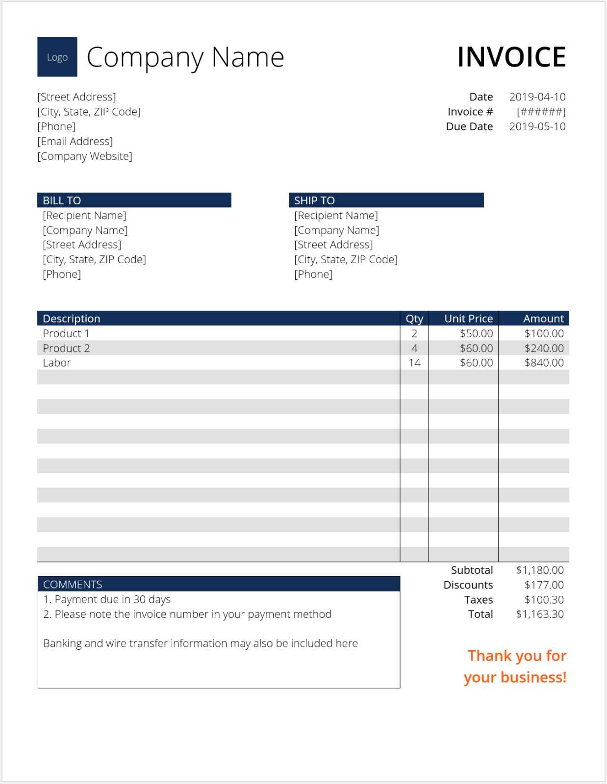 Invoice Template (Word) - Download Free Word Template Regarding Free Downloadable Invoice Template For Word Pertaining To Free Downloadable Invoice Template For Word
