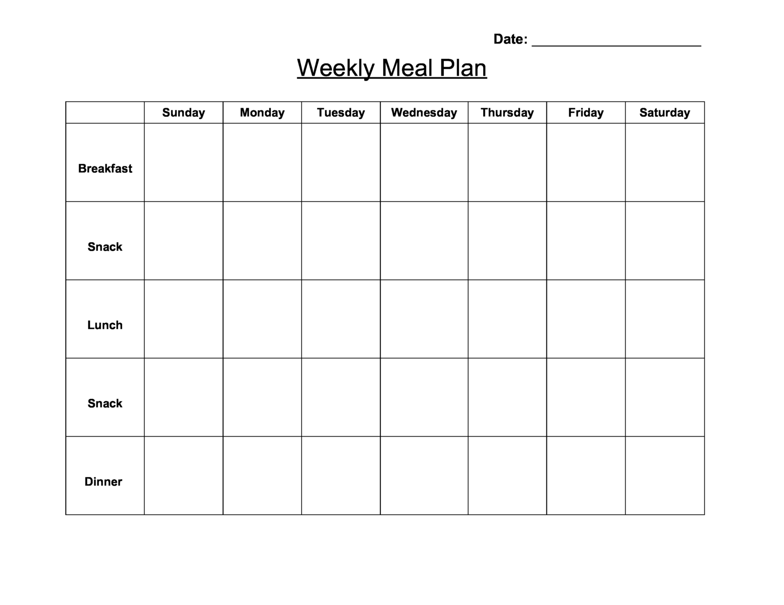 Kostenloses Blank Weekly Meal Planner With Regard To Weekly Meal Planner Template Word Within Weekly Meal Planner Template Word