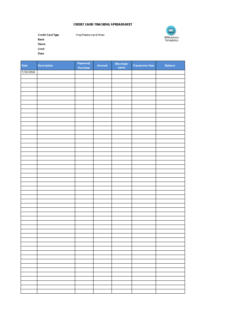 Kostenloses Credit card tracking spreadsheet template Inside Credit Card Payment Spreadsheet Template