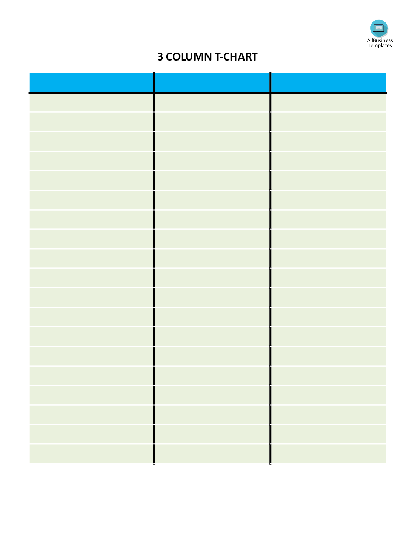 Kostenloses T Chart with 1 Columns Regarding 3 Column Word Template Regarding 3 Column Word Template