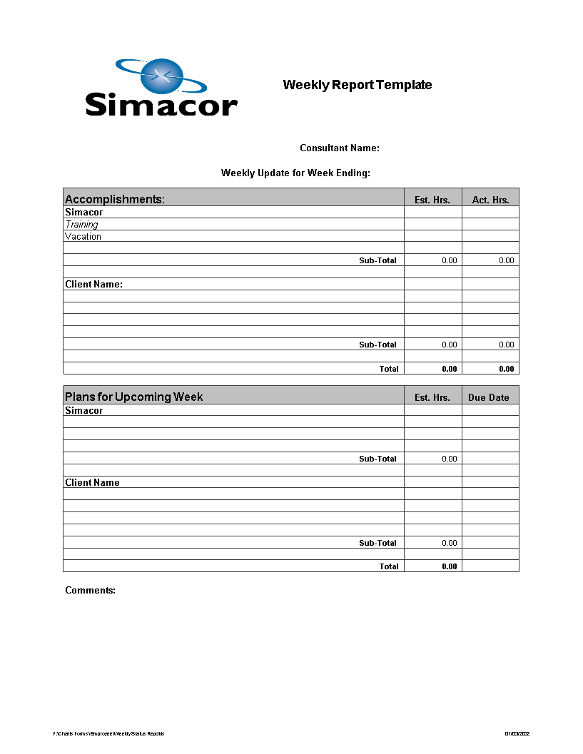 Kostenloses Weekly Excel Report Intended For Weekly Accomplishment Report Template Throughout Weekly Accomplishment Report Template