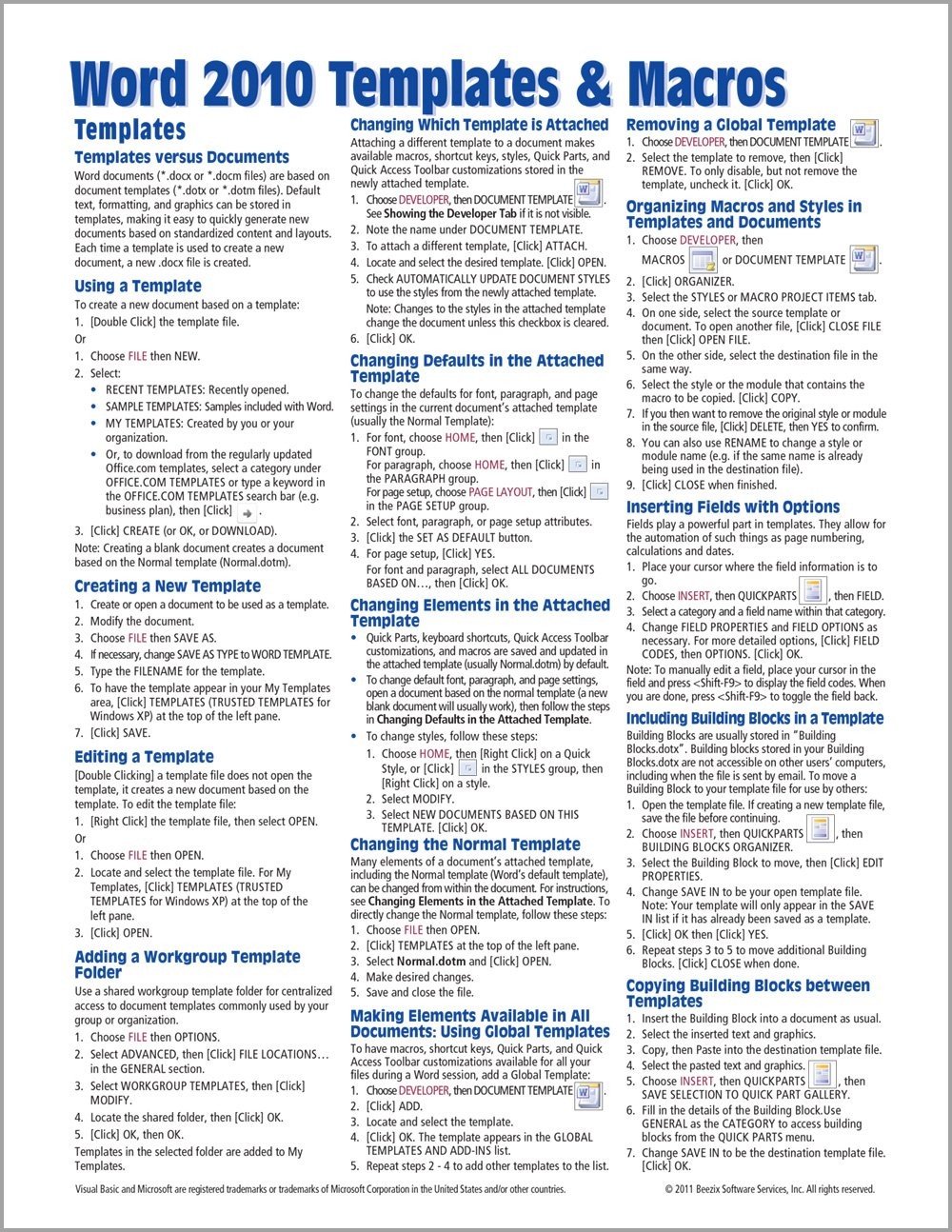Microsoft Word 1 Templates & Macros Quick Reference Guide  Intended For Cheat Sheet Template Word Pertaining To Cheat Sheet Template Word