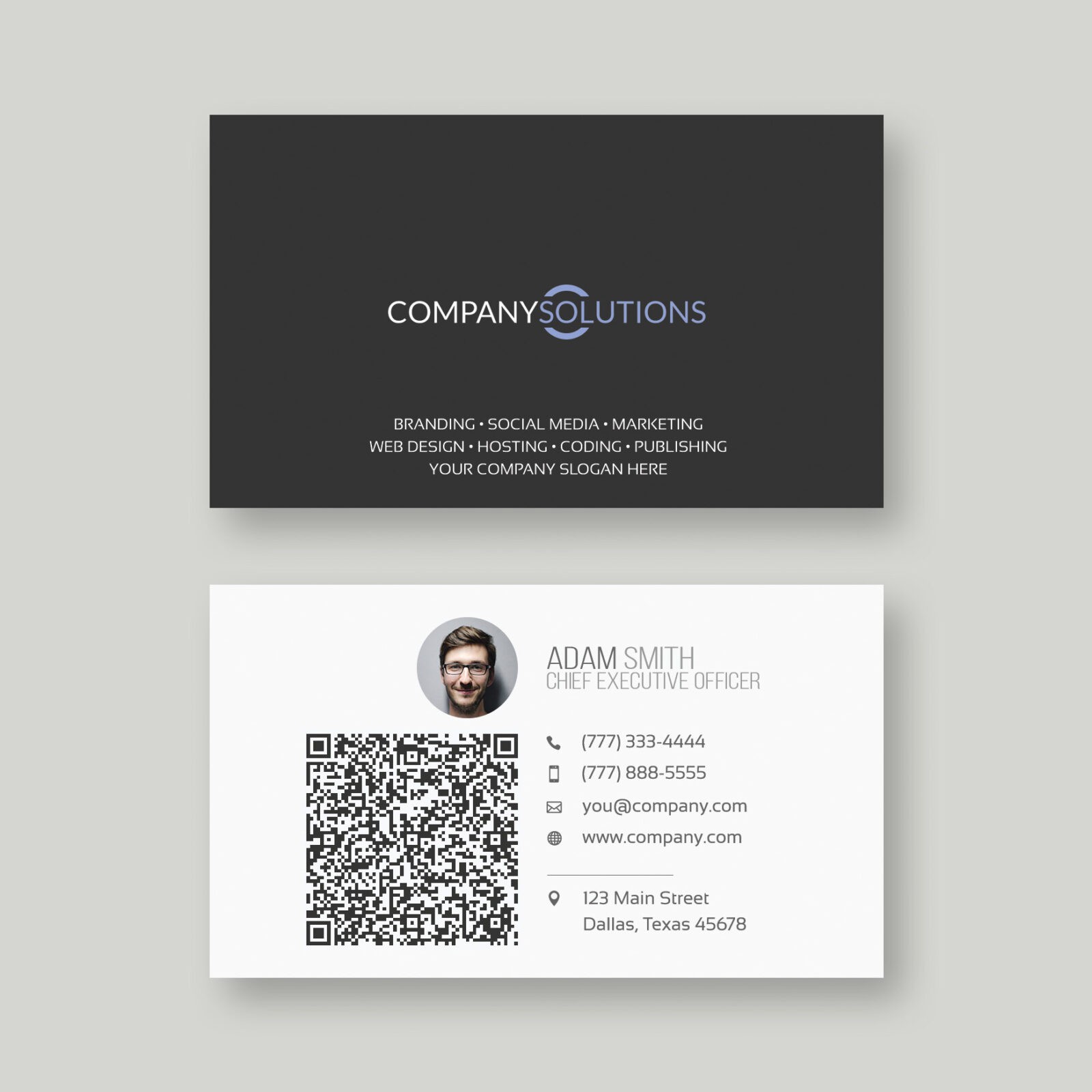 Modern QR Code Business Card Template - Web•Plant•Media Intended For Qr Code Business Card Template With Qr Code Business Card Template