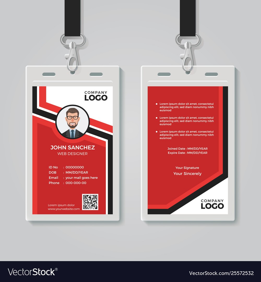 Modern red id card template Royalty Free Vector Image Regarding Template For Id Card Free Download