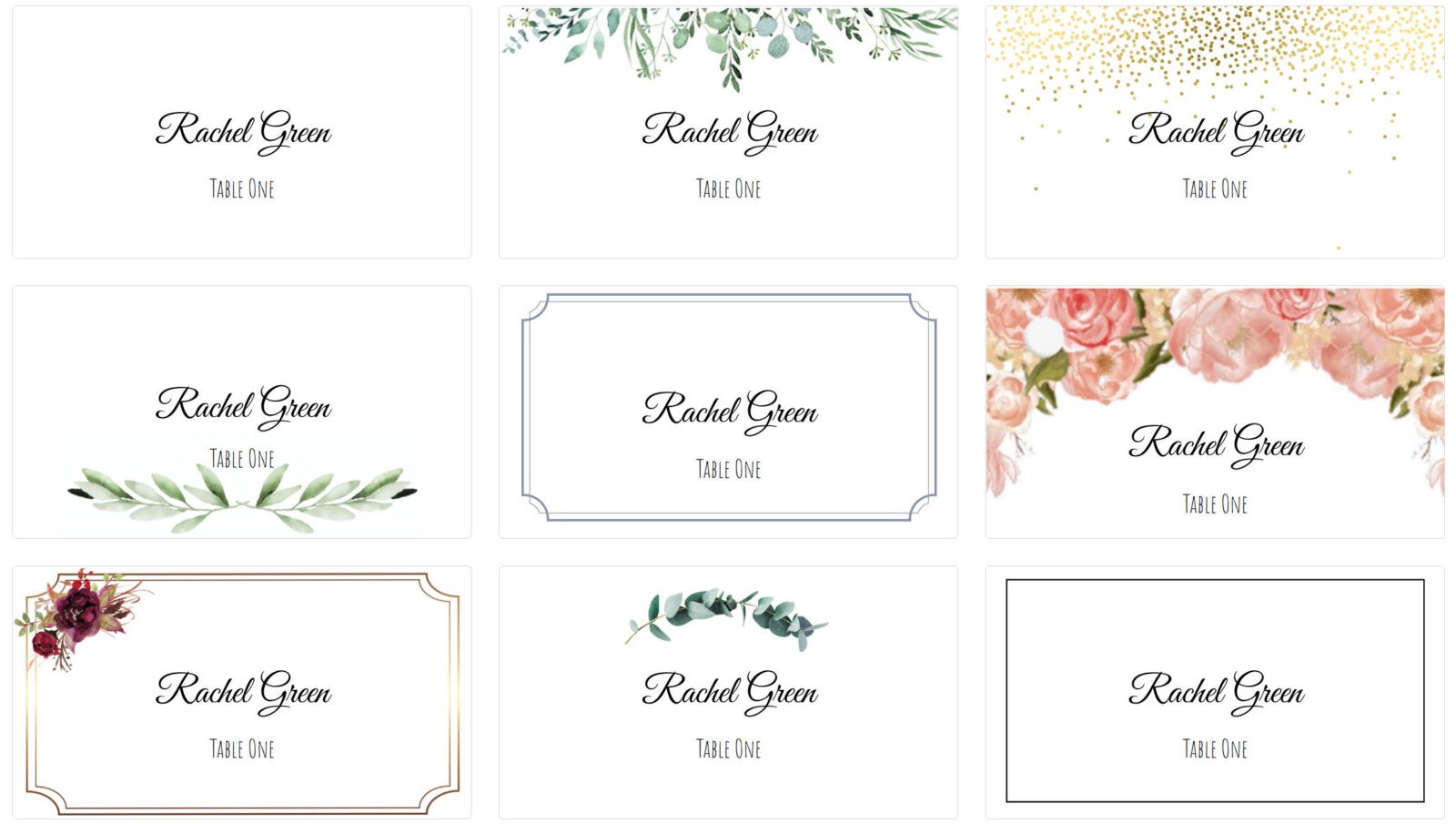 Place Card Me - A Free and Easy Printable Place Card Maker for  With Free Template For Place Cards 6 Per Sheet Inside Free Template For Place Cards 6 Per Sheet