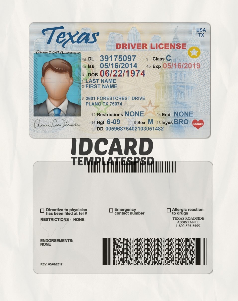 Texas Driver License Psd - ID CARD TEMPLATES PSD Within Texas Id Card Template In Texas Id Card Template
