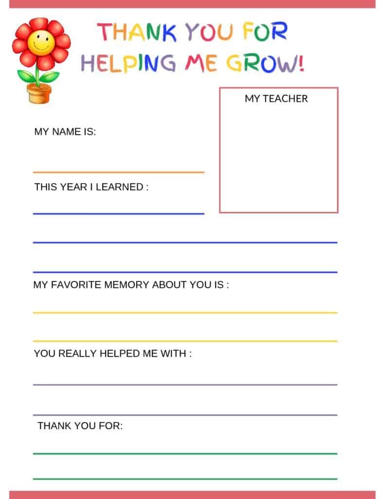 Thank You Letter To Teacher from Student - Free Printable Template  For Thank You Card For Teacher Template Intended For Thank You Card For Teacher Template