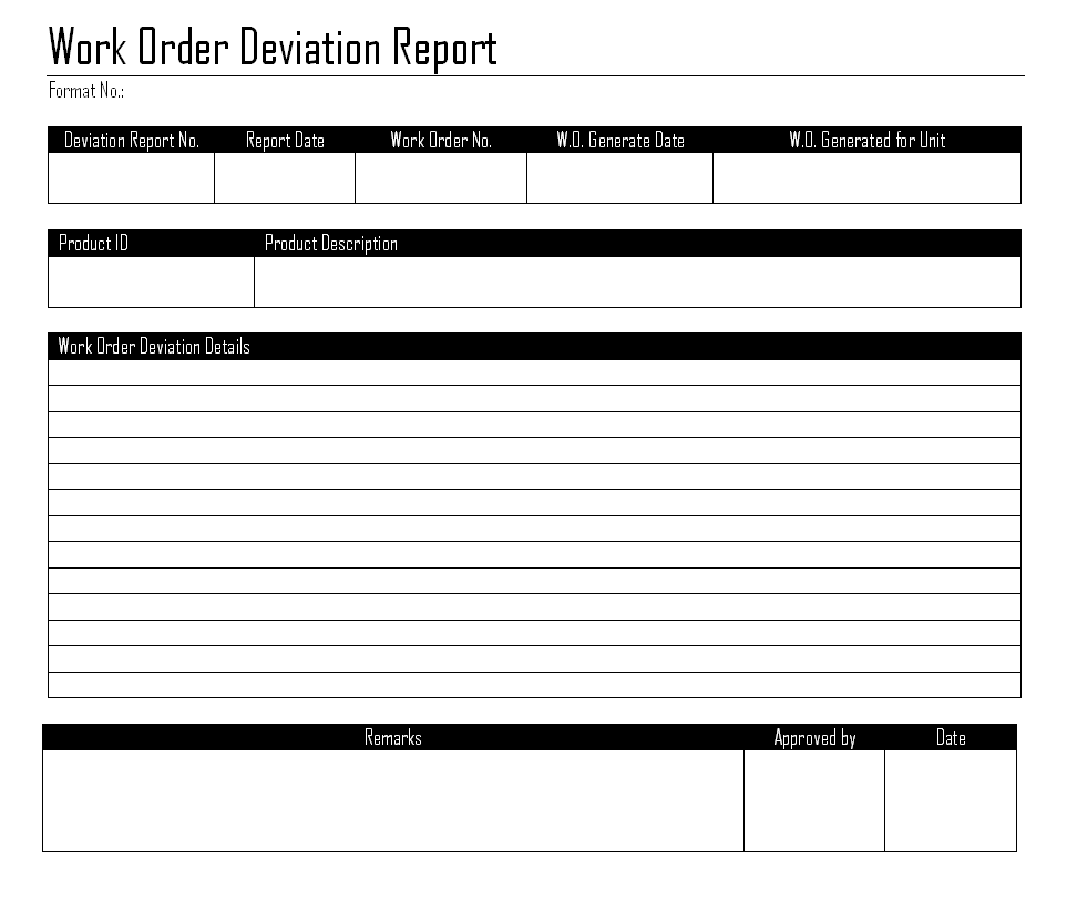 Work order deviation report - In Deviation Report Template Regarding Deviation Report Template